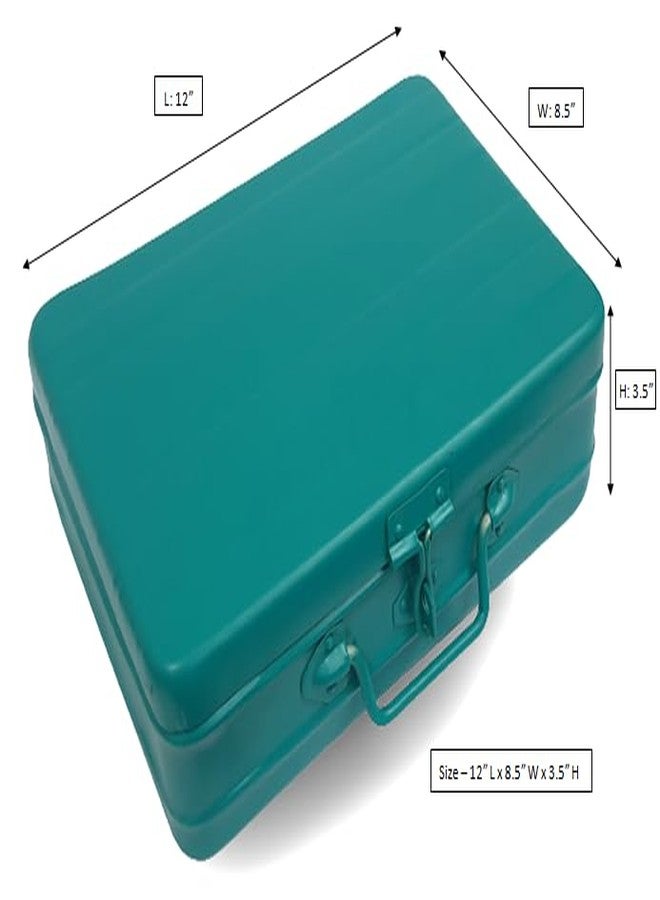 JAYCO Aluminum First Aid Box/Trunk (Empty), 12" - Medium Size, 30 cm x 21 cm x 10 cm, Green - Image 2